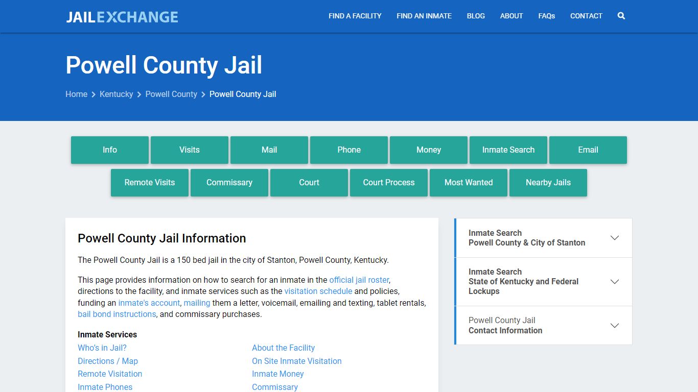 Powell County Jail, KY Inmate Search, Information
